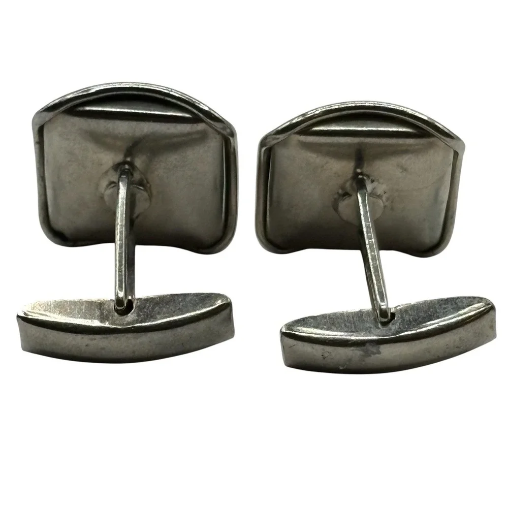 Tropical Island Cufflinks Beach Theme Vacation Vintage Silver‎ Tone Palm Trees